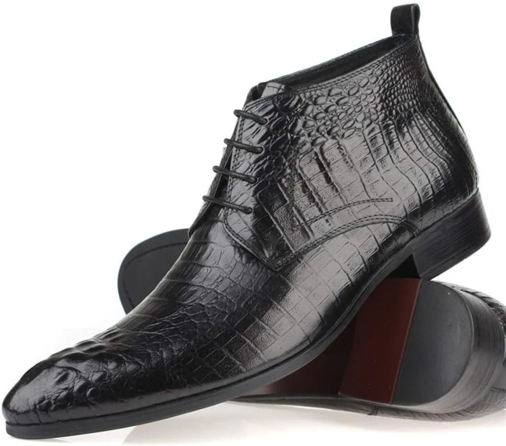 New Men Ankle Boots Mens Lace Up Oxford Ankle Boots Office Show Club Business Party For Holiday The First Layer Of Cowhide Genuine Leather