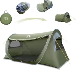 Night Cat Pop-up Camping Tent: 1 Person Tent Waterproof Instant Easy Setup Tunnel Tent