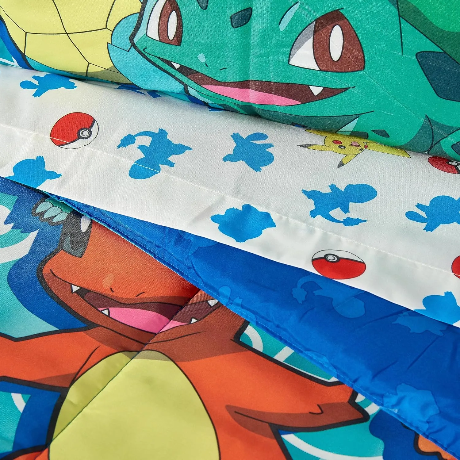 Northwest Twin Bed in a Bag Set – Pokémon First Starters Design – 5-Piece Bedding Set with Comforter, Fitted Sheet, Flat Sheet, Pillowcase, Sham