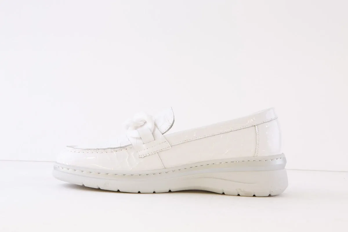 NOTTON - 2154 SLIP-ON FASHION SHOE - WHITE PATENT
