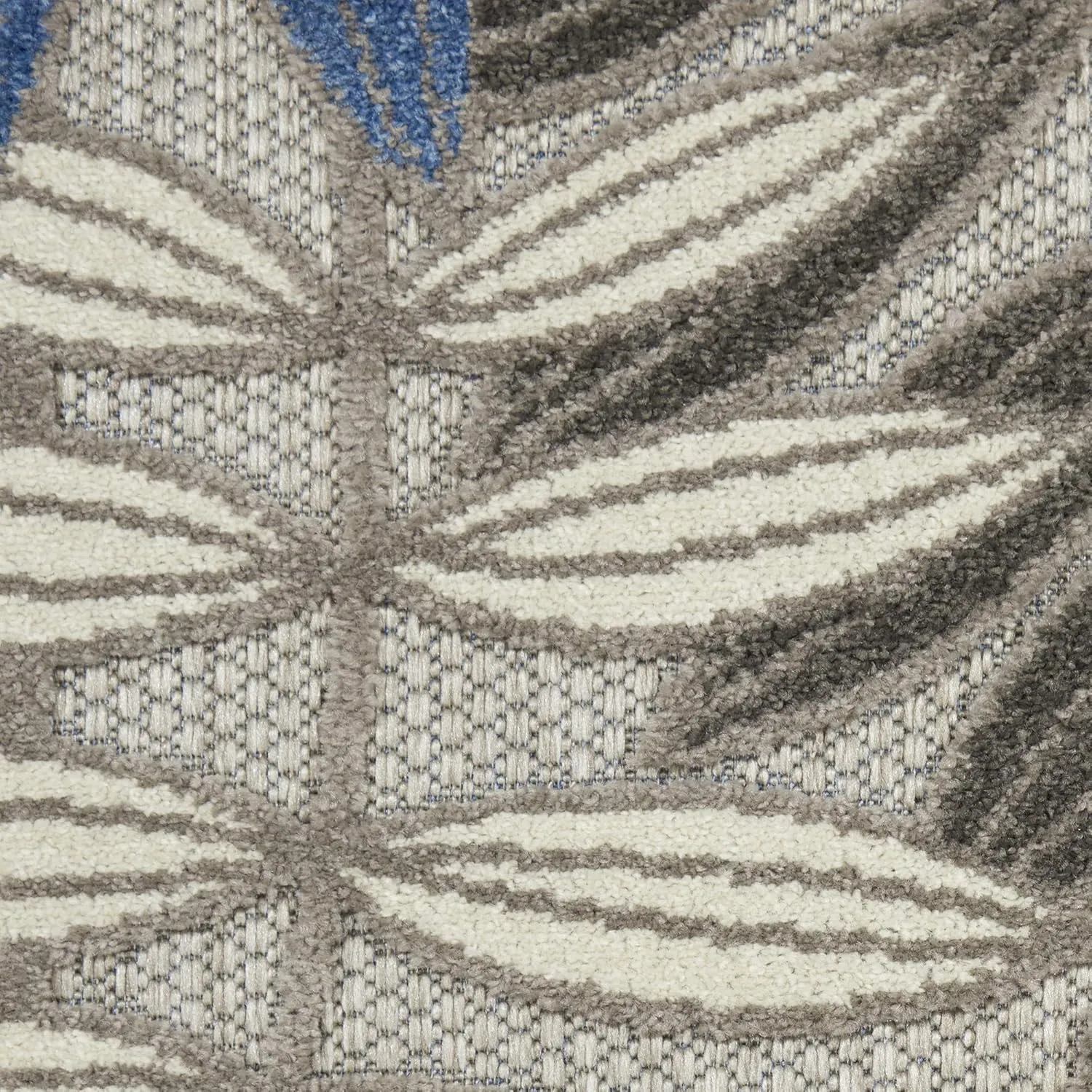 Nourison Aloha Indoor/Outdoor Grey/Blue 2'3" x 8' Area Rug, Easy Cleaning, Non Shedding, Bed Room, Living Room, Dining Room, Backyard, Deck, Patio (2x8)