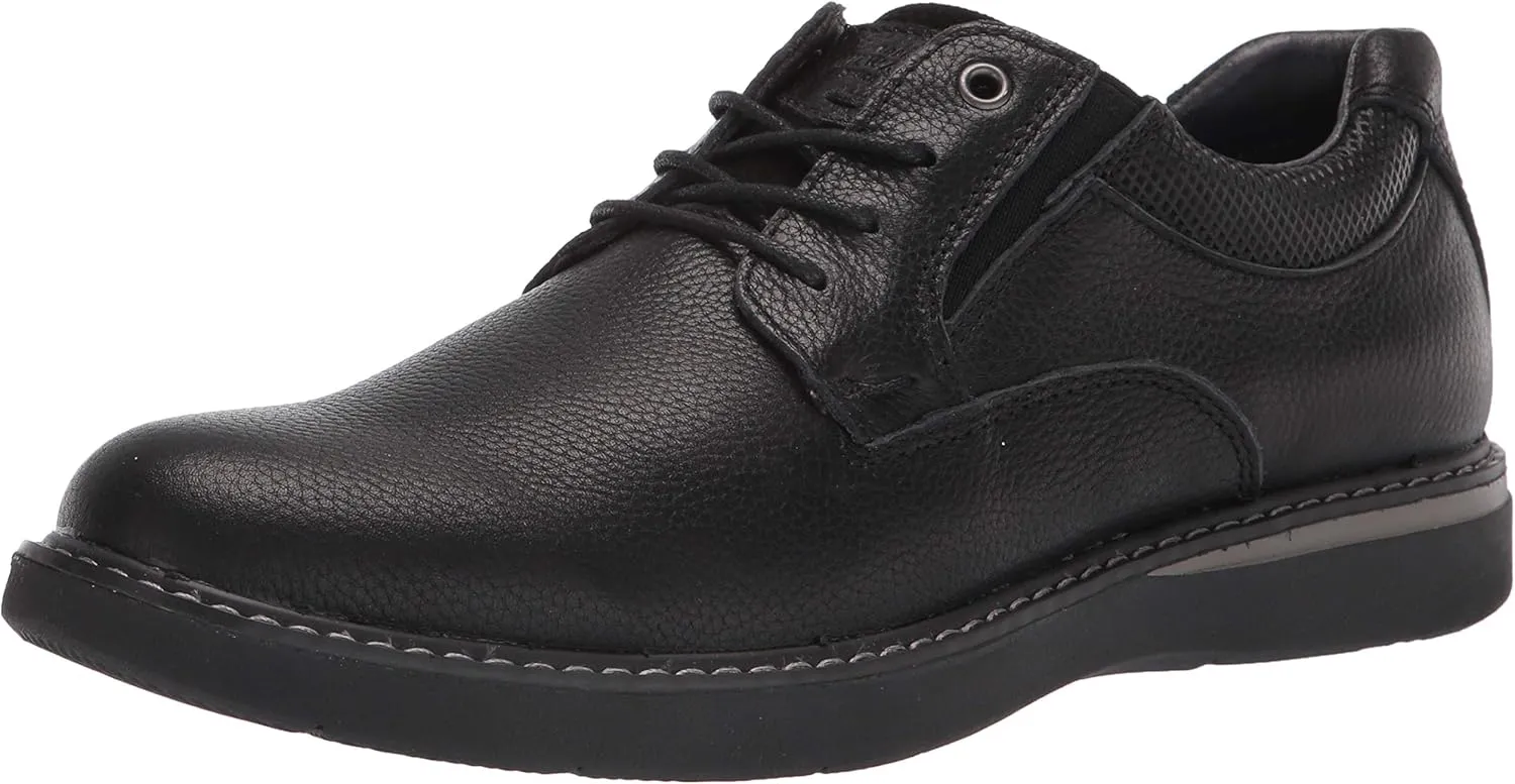 Nunn Bush Men's BAYRIDGE Plain Toe Lightweight Leather LACE-UP Oxford, Black, 12 Wide