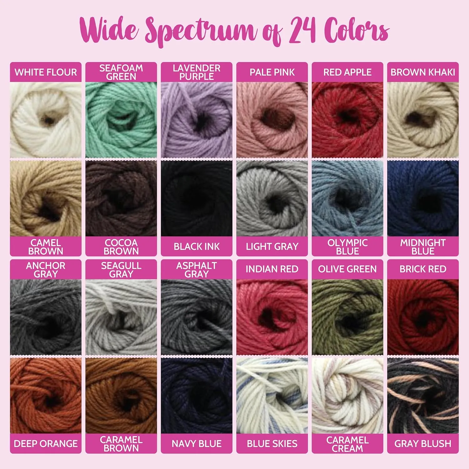 Off-The-Yak Wool Yarn for Crocheting, 3 Skeins, 360Yds/300G, Free Patterns - Wool Acrylic Blend Yarn for Knitting - #4 Medium Worsted Weight - Anchor Gray