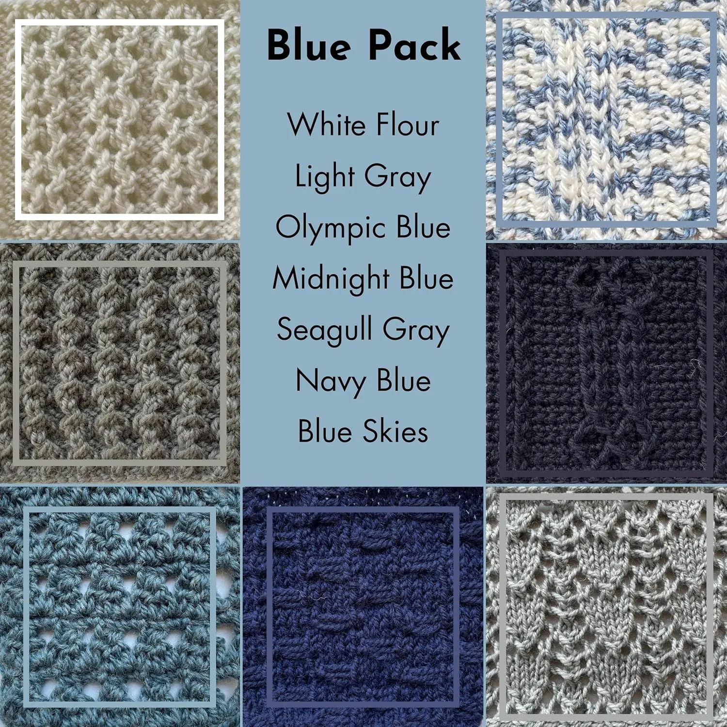 Off-The-Yak Wool Yarn for Crocheting, 7 Skeins, 840Yds/700G, Free Patterns - Wool Acrylic Blend Yarn for Knitting - #4 Medium Worsted Weight - Blue Pack