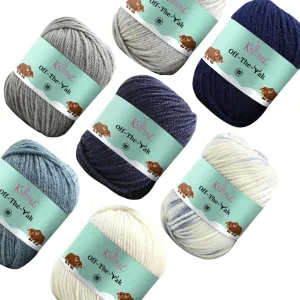 Off-The-Yak Wool Yarn for Crocheting, 7 Skeins, 840Yds/700G, Free Patterns - Wool Acrylic Blend Yarn for Knitting - #4 Medium Worsted Weight - Blue Pack