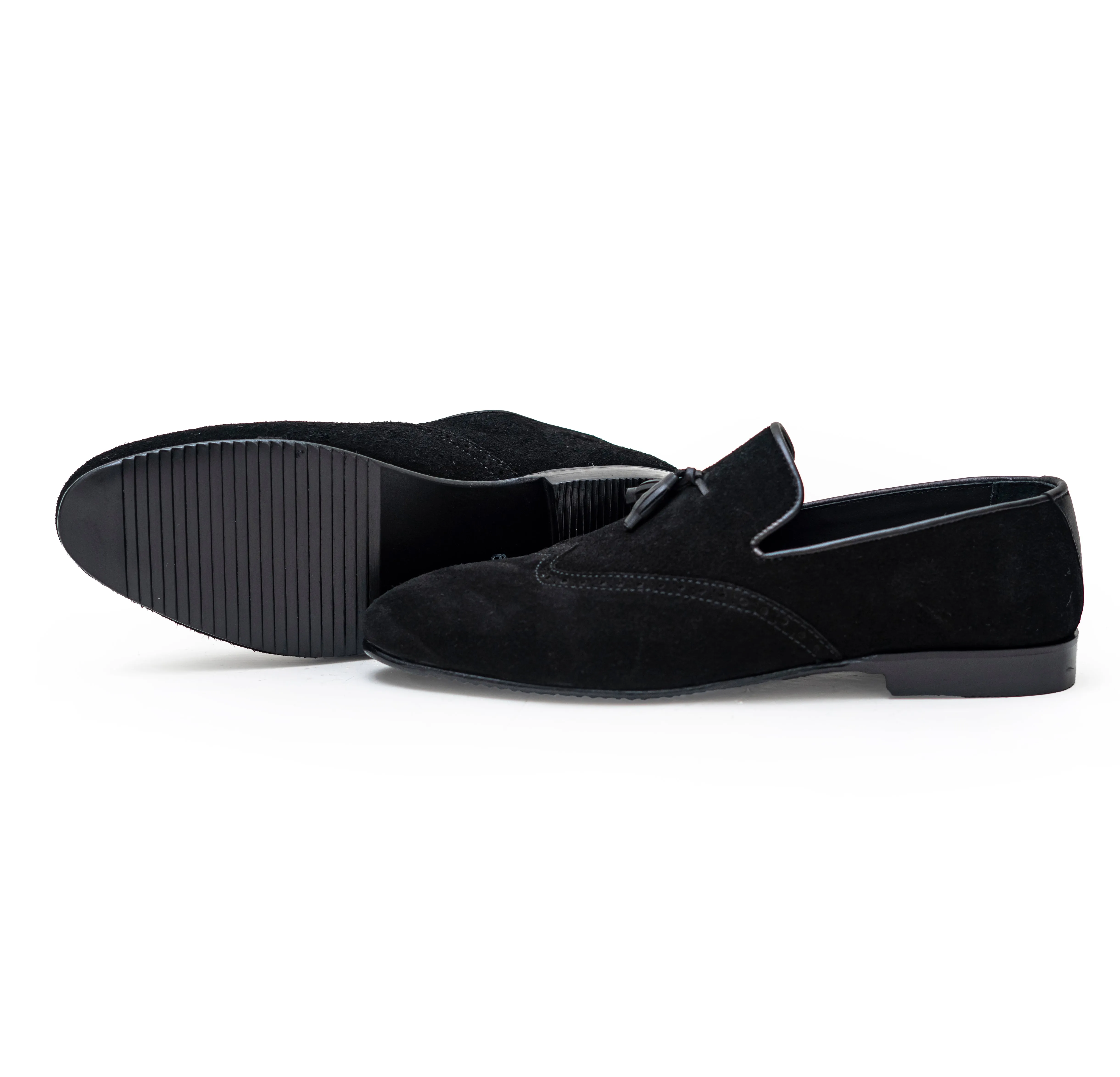OK-3015 Black Suede Tussle Leather Formal