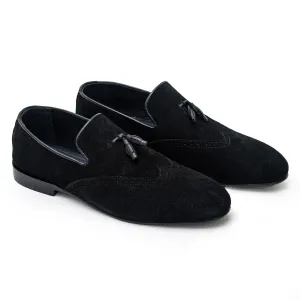 OK-3015 Black Suede Tussle Leather Formal