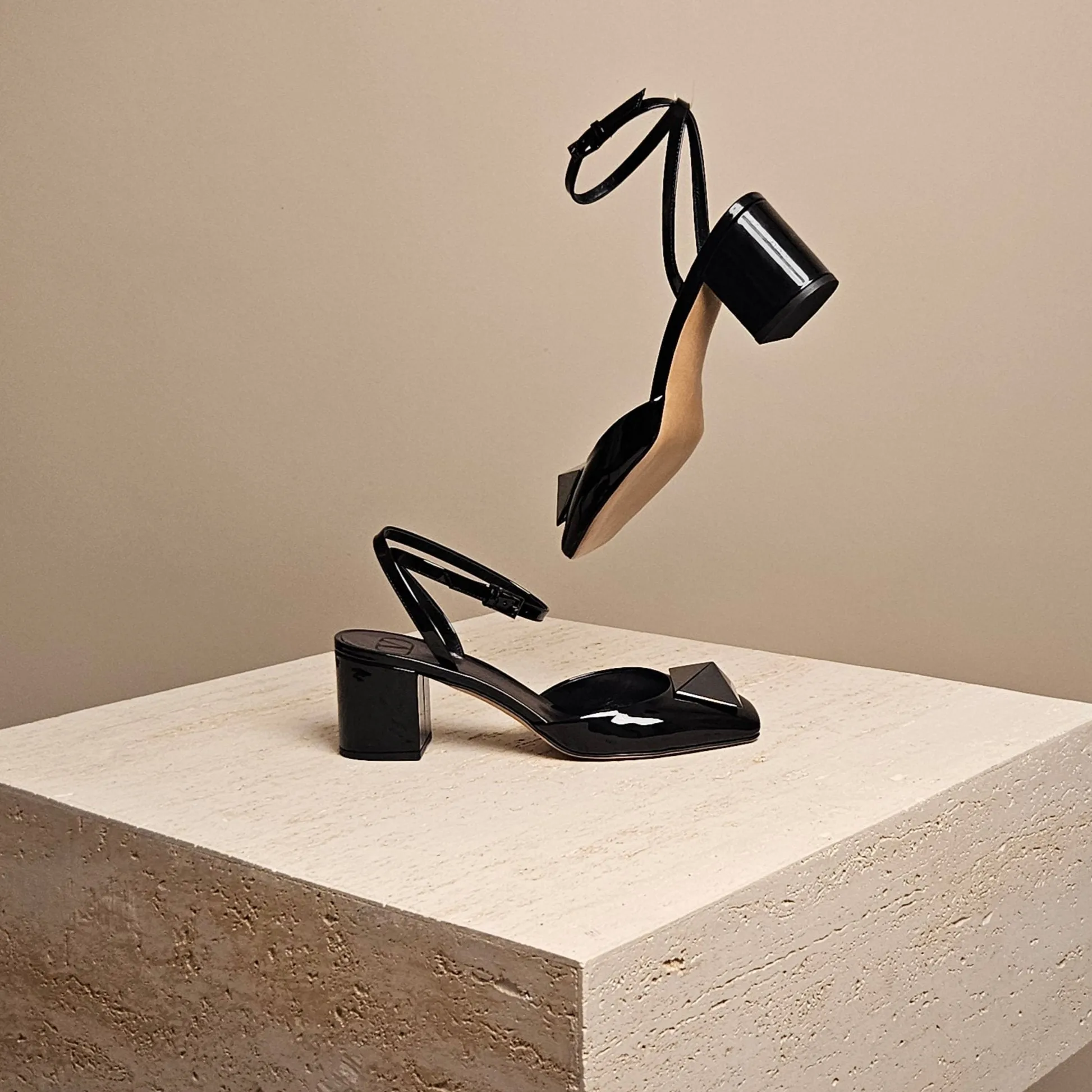 One Stud Patent Leather Pump