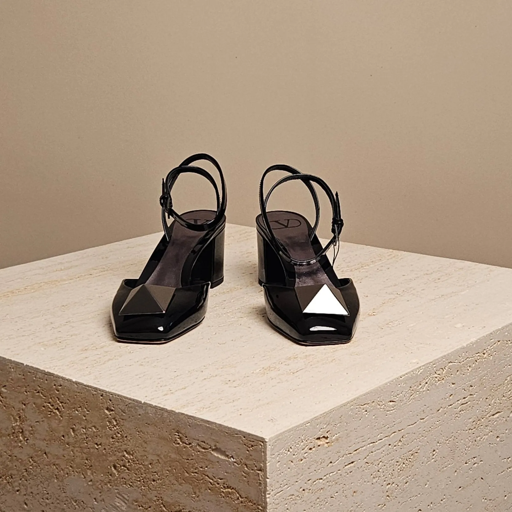 One Stud Patent Leather Pump