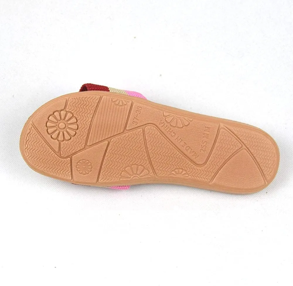 Open Toe Slipper Slideshome Striped Linen Shower Slippers Women Indoor Floor Non-Slip Beach Slides Flat Shoes Girls-C_9_Us (C 7 US)