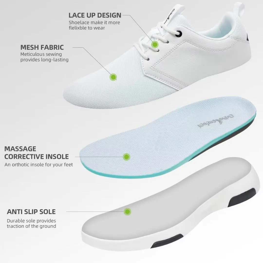 OrthoComfoot Men's Orthopedic Fashion Sneakers with Arch Support: Comfortable Plantar Fasciitis Walking Shoes, Casual Breathable Flat Feet Shoes for Foot and Heel Pain Relief
