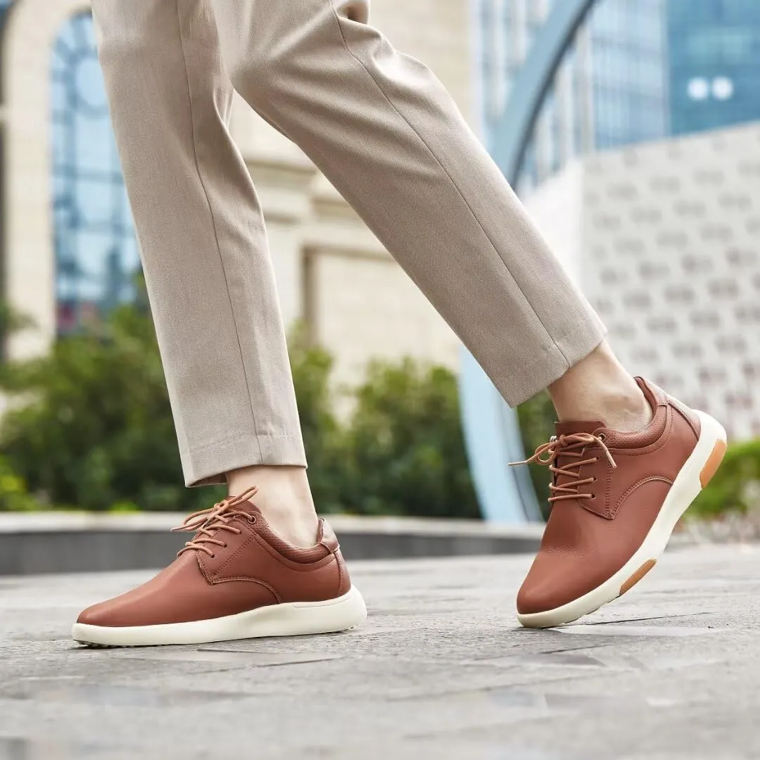 OrthoComfoot Men's Orthopedic Leather Dress Walking Shoes: Comfortable Orthotic Fashion Sneakers with Arch Support, Casual Plantar Fasciitis Business Work Oxfords for Foot and Heel Pain Relief
