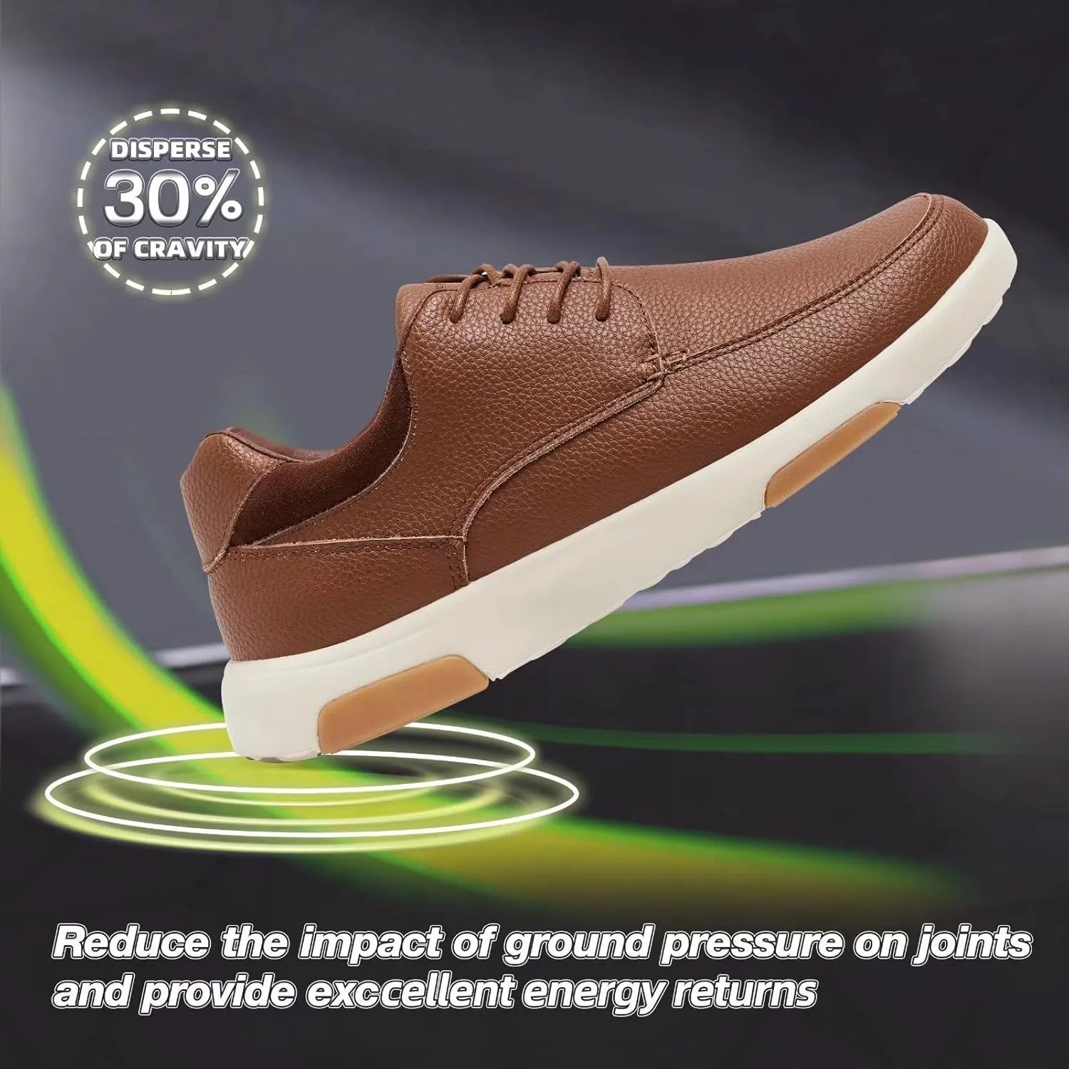 OrthoComfoot Men's Orthopedic Leather Dress Walking Shoes: Comfortable Plantar Fasciitis Fashion Sneakers with Arch Support, Casual Flat Feet Business Work Shoes for Foot and Heel Pain Relief