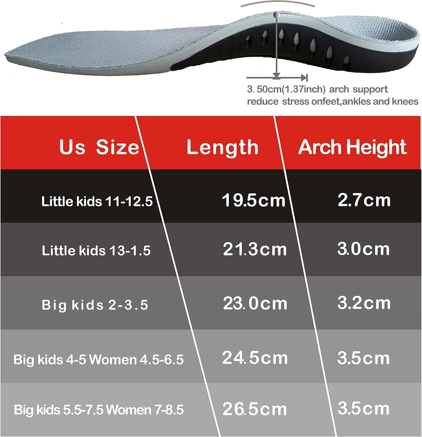 Orthotic Insoles for Kids - Arch Support Inserts and Kids Arch Support and Childrens Flat Feet
