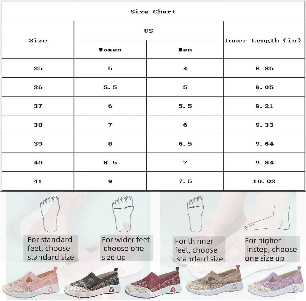 Orthowalkway Womens Shoes,Outdoor Breathable and Comfortable Slip-On Orthopedic Walking Shoes, Soft Knitted Casual Flat Sneakers.