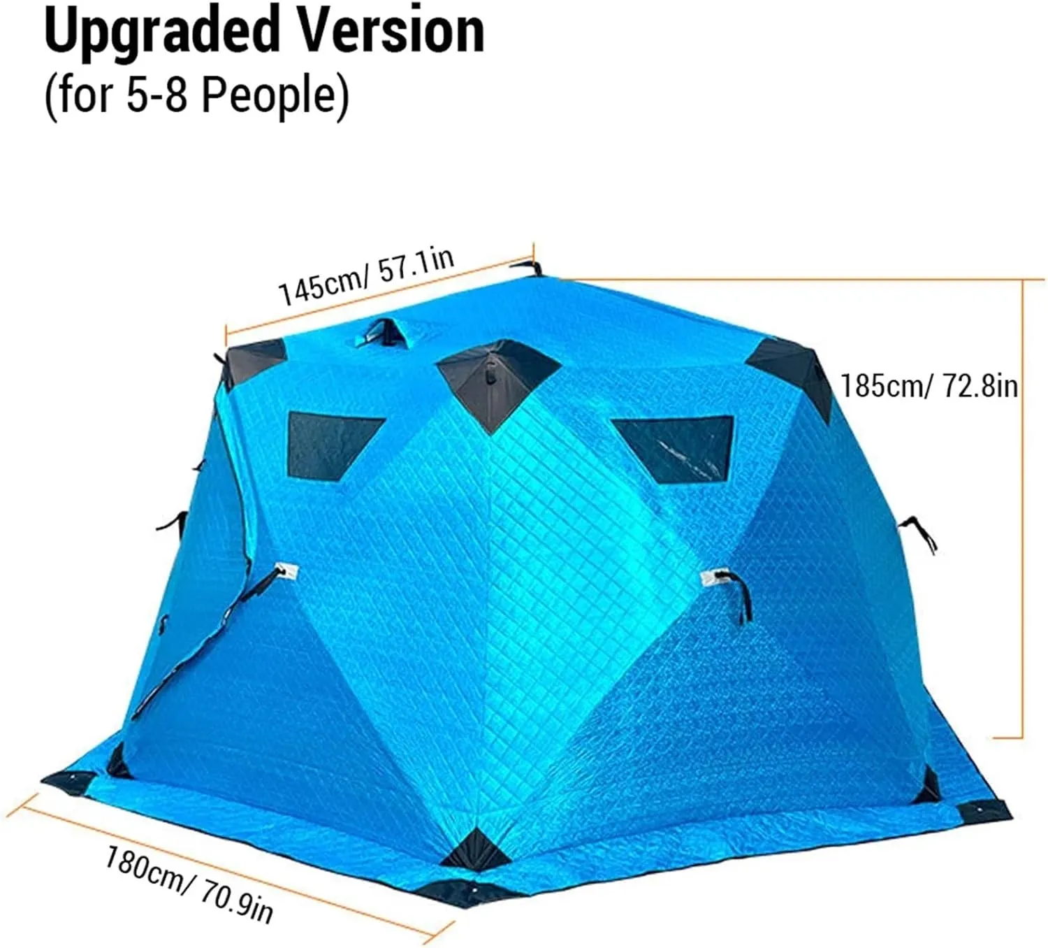Outdoor Camping Ice Fishing Tent Insulated Quick Set Up Winter Fishing Tent Compatible with 5-8 People Camping Hiking Fishing Sport Events (Silver s)