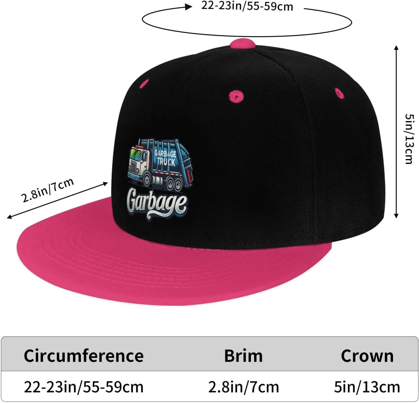 Outdoors Adjustable Snapback Garbage Truck Trash Hat Flat Bill Baseball Cap