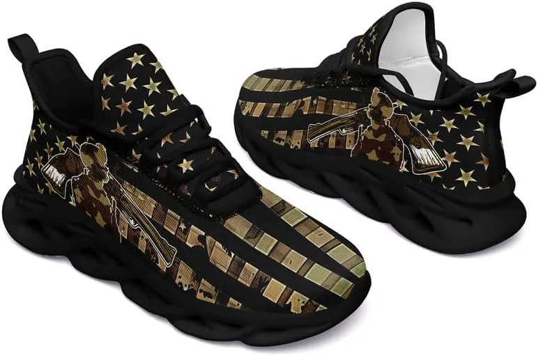 Patriotic Veterans Casual Sneaker American Flag Jogging Running Shoes Breathable Walking Flat Shoe for Men Women
