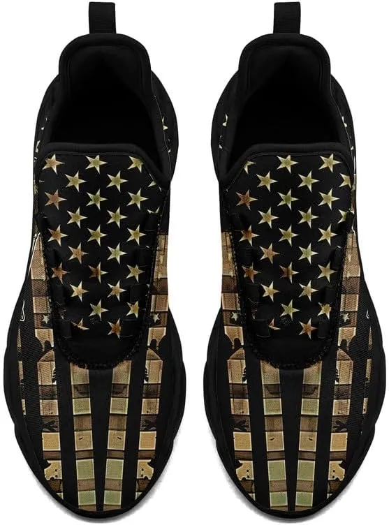 Patriotic Veterans Casual Sneaker American Flag Jogging Running Shoes Breathable Walking Flat Shoe for Men Women