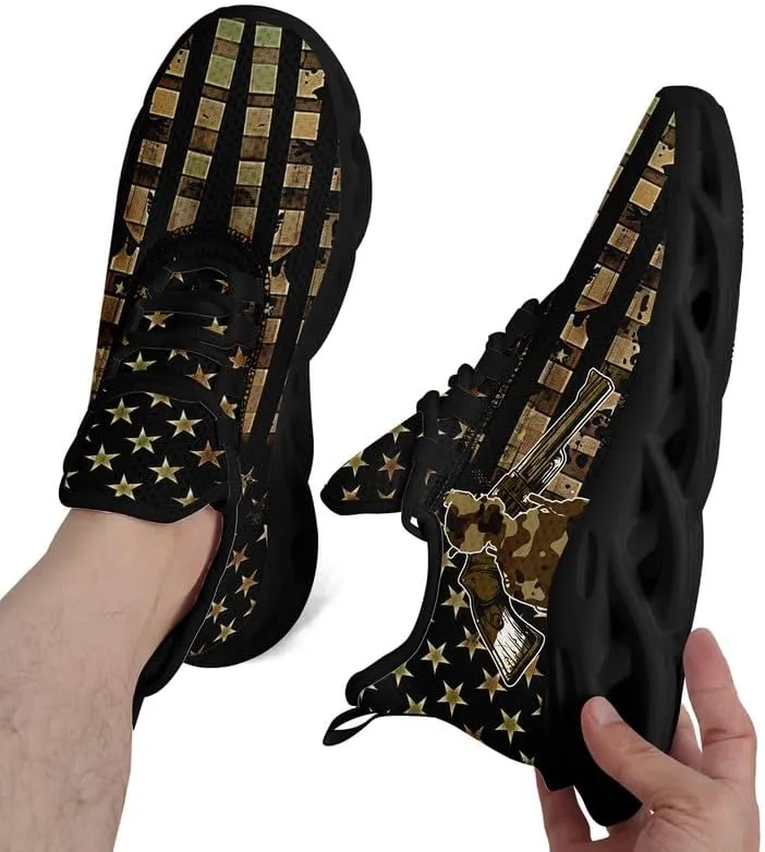 Patriotic Veterans Casual Sneaker American Flag Jogging Running Shoes Breathable Walking Flat Shoe for Men Women