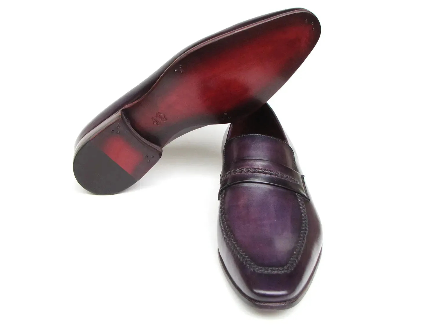 Paul Parkman Men's Purple Loafers Handmade Slip-On Shoes (ID#068-PURP)