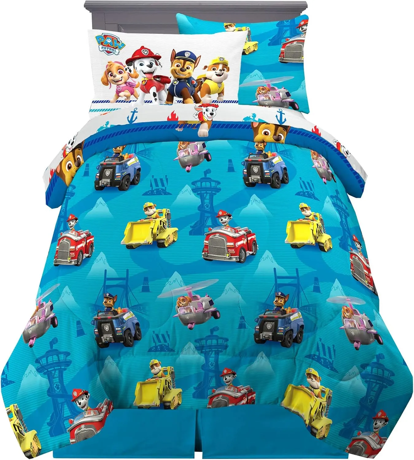 Paw Patrol Kids Bedding Super Soft Comforter and Sheet Set with Sham, 5 Piece Twin Size, (100% Officially Licensed Nickelodeon Product) By Franco