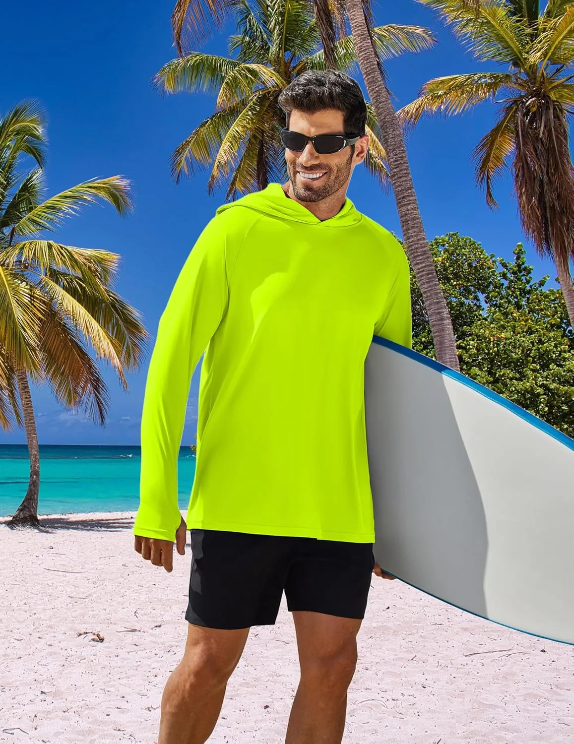 PINSPARK Men's UPF 50  Long Sleeve Rash Guard - Sun Protection Hoodie UV SPF Fishing Shirt for Athletic Running Swim Hiking