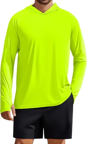 PINSPARK Men's UPF 50  Long Sleeve Rash Guard - Sun Protection Hoodie UV SPF Fishing Shirt for Athletic Running Swim Hiking
