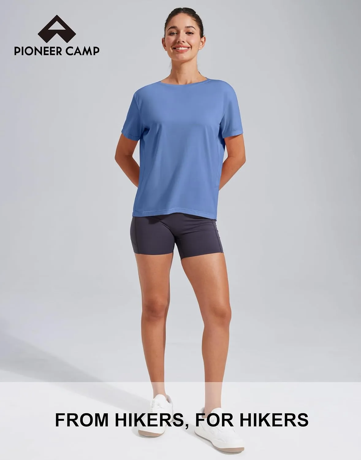 Pioneer Camp Women's Bamboo Viscore Short Sleeve Shirt Neck Loose Fit Workout T-Shirt Gym Athletic Casual Tops