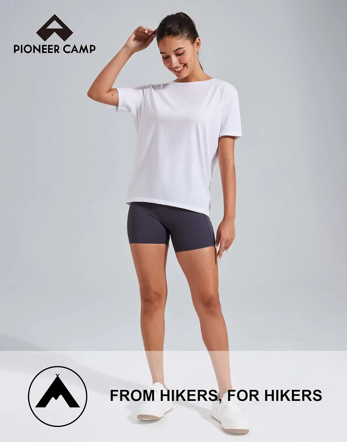 Pioneer Camp Women's Bamboo Viscore Short Sleeve Shirt Neck Loose Fit Workout T-Shirt Gym Athletic Casual Tops
