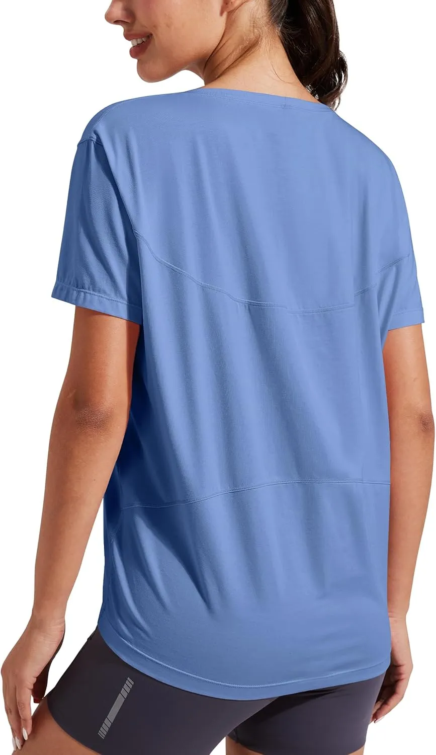 Pioneer Camp Women's Bamboo Viscore Short Sleeve Shirt Neck Loose Fit Workout T-Shirt Gym Athletic Casual Tops