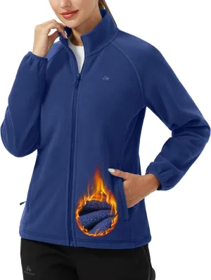 Pioneer Camp Women's Lightweight Fleece Jacket Full Zip Polar Soft Warm Winter Coat Antistatic Outwear with Zipper Pockets