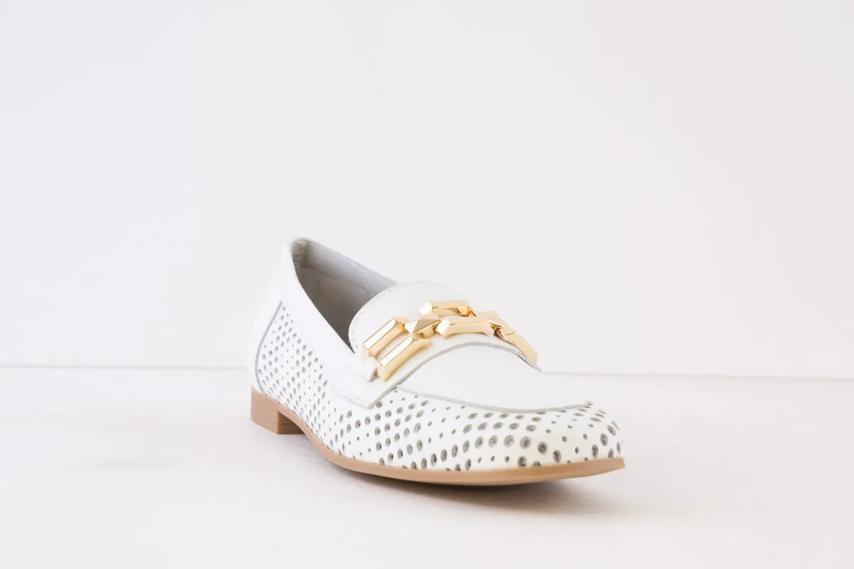 PITILLOS - 5644 FLAT FASHION LOAFER - WHITE