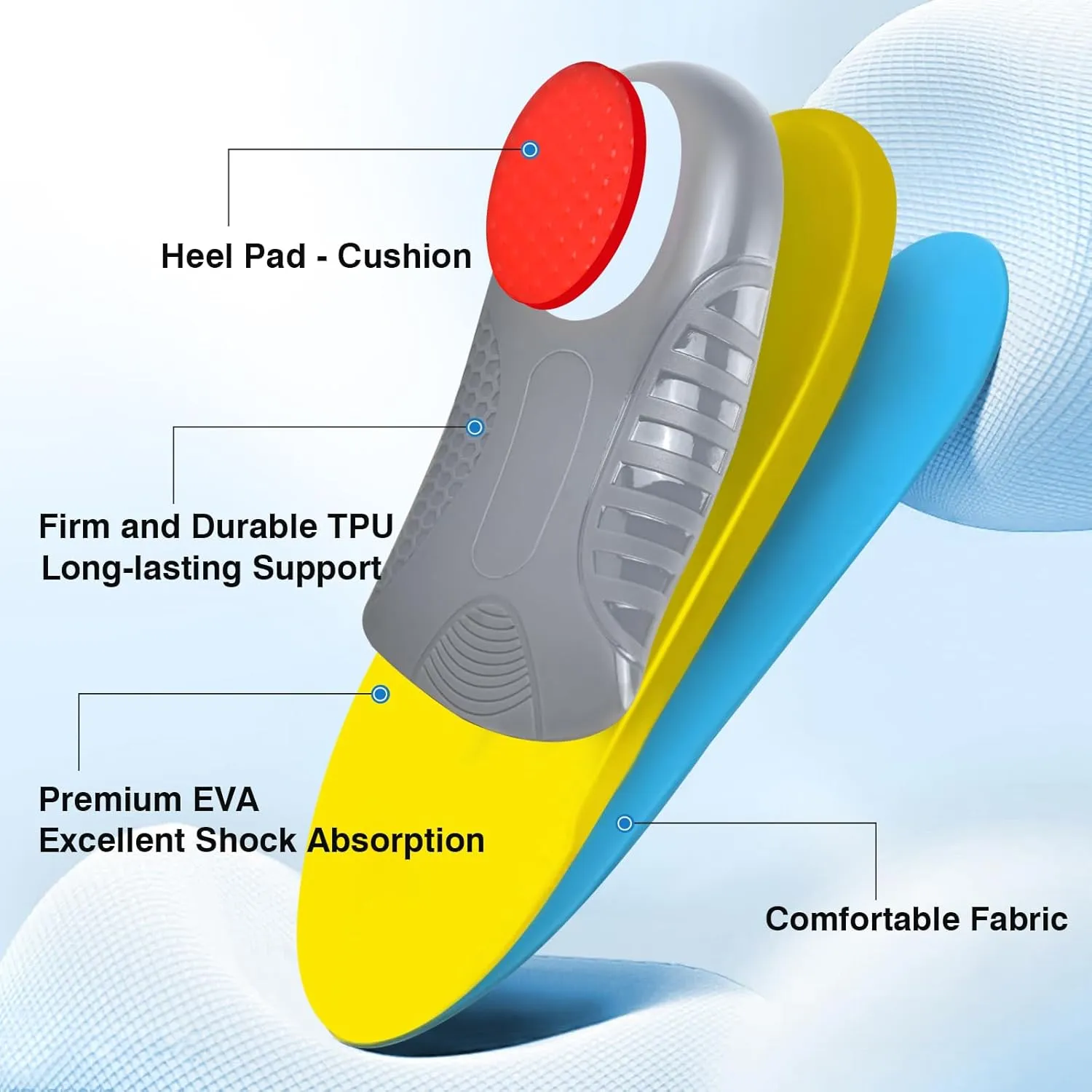 Plantar Fasciitis Insoles Arch Support Inserts Orthotics for Flat Feet Arch Pain Pronation for Work Boot Shoe for Men Women (Men 8-8 1/2 | Women 10-10 1/2-(270mm))