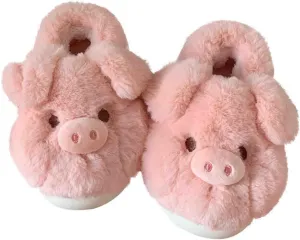 Plush Pink Pig Slippers Novelty Animal Cute Soft House Shoes Fluffy Warm Slippers Cartoon Gifts for Birthday Christmas