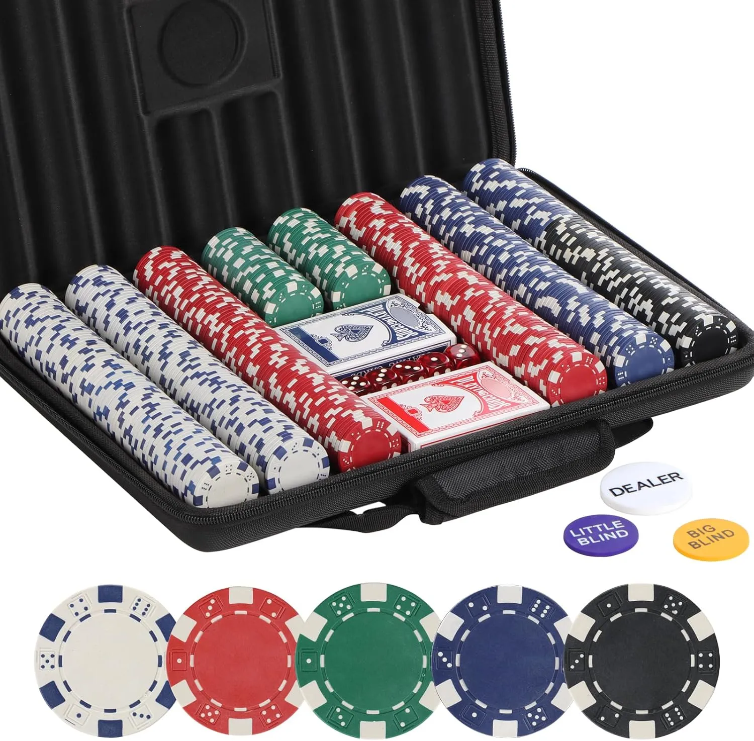 Poker Chips Set,500 Pcs Poker Chips for Texas Holdem,Blackjack,with High-Strength Oxford Cloth Handbag