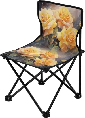 Portable Camping Folding Chairs Foldable Chair Small Yellow Roses Painting Lightweight Backpacking Outdoor Outside Fishing