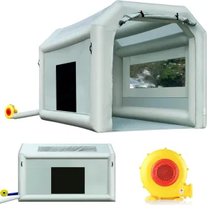Portable Inflatable Paint Booth Tent with One Blower 550W Inflatable Spray Paint Booth with Air Filter System, Blow Up Paint Booth