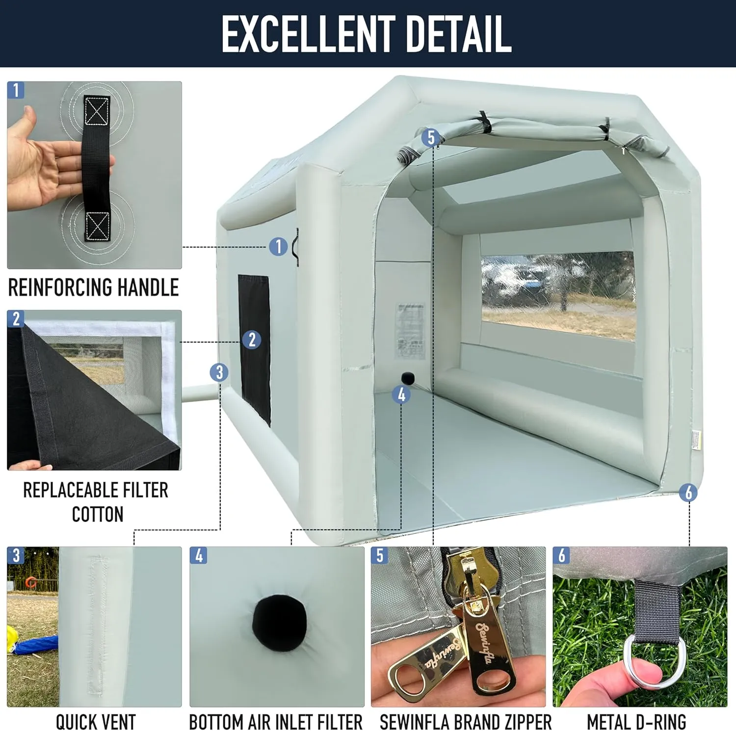 Portable Inflatable Paint Booth Tent with One Blower 550W Inflatable Spray Paint Booth with Air Filter System, Blow Up Paint Booth