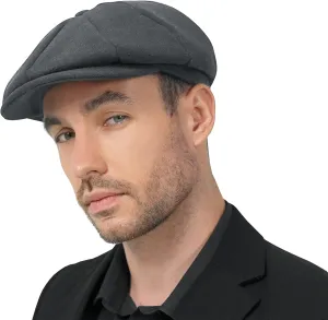 POUDAY Wool Blend Newsboy Cap for Men Irish Cap Newsboy Hat Newsies Cabbie Hat