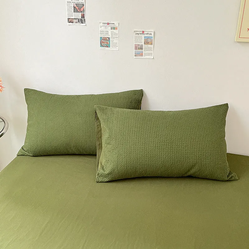 Premium Waffle Weave Breathable Cotton Bed Sheet Set