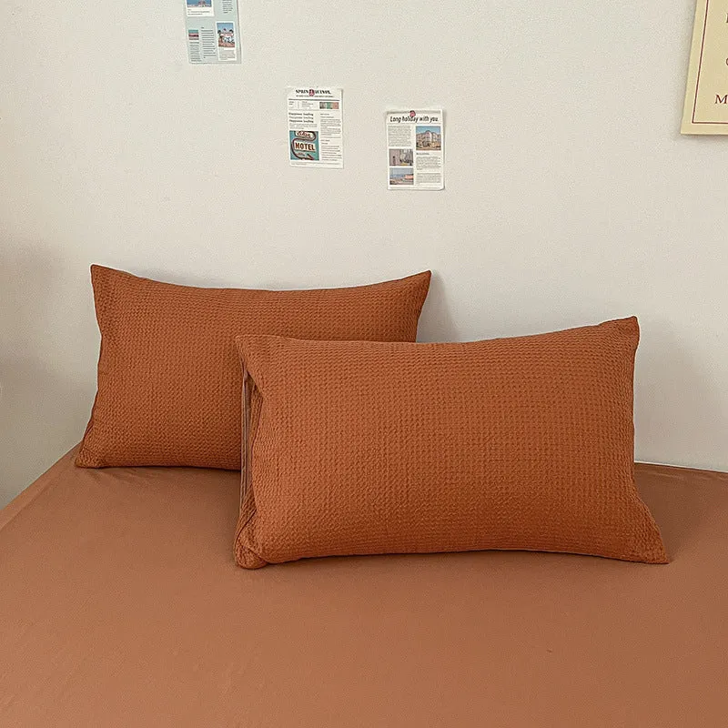 Premium Waffle Weave Breathable Cotton Bed Sheet Set