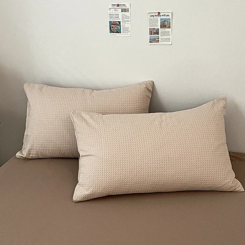 Premium Waffle Weave Breathable Cotton Bed Sheet Set