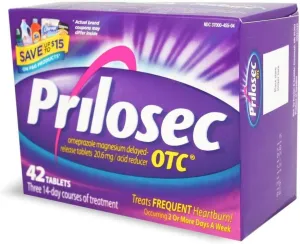 Prilosec 20.6 mg OTC, 42 Tablets (Pack of 3)