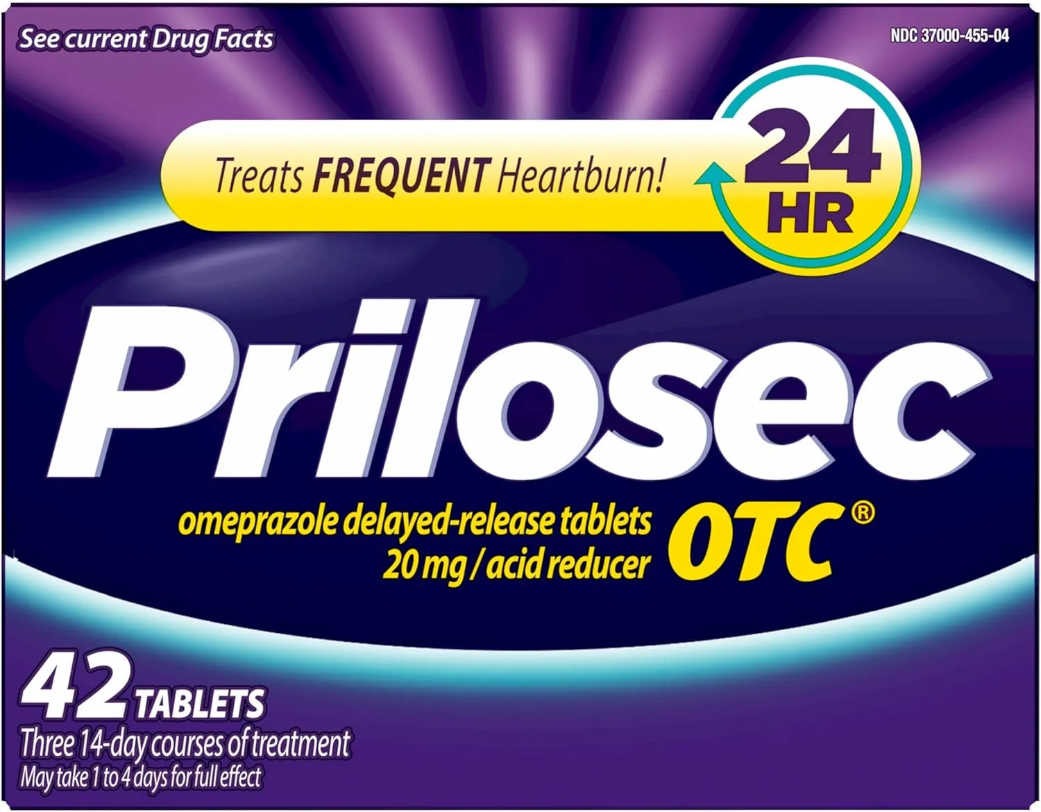 Prilosec OTC, Omeprazole Delayed Release 20mg, Acid Reducer, Treats Frequent Heartburn for 24 Hour Relief, All Day, All Night*, 20mg, 42 Tablets