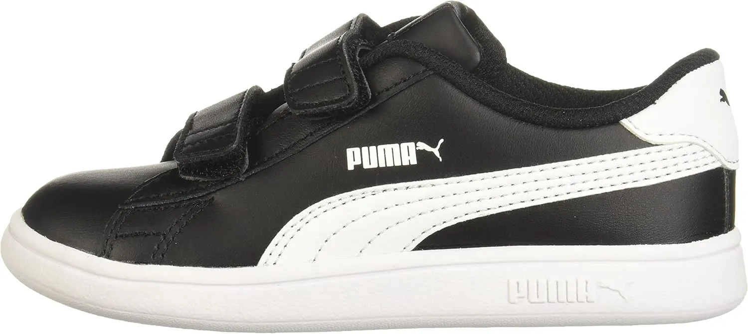 PUMA Girls' Smash V2 Hook and Loop Sneaker, Elderberry-Indigo-Silver-White, 2 M US Little Kid