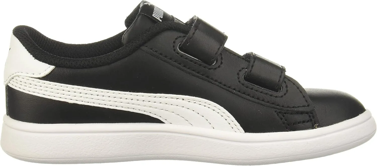 PUMA Girls' Smash V2 Hook and Loop Sneaker, Elderberry-Indigo-Silver-White, 2 M US Little Kid