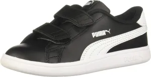 PUMA Girls' Smash V2 Hook and Loop Sneaker, Elderberry-Indigo-Silver-White, 2 M US Little Kid