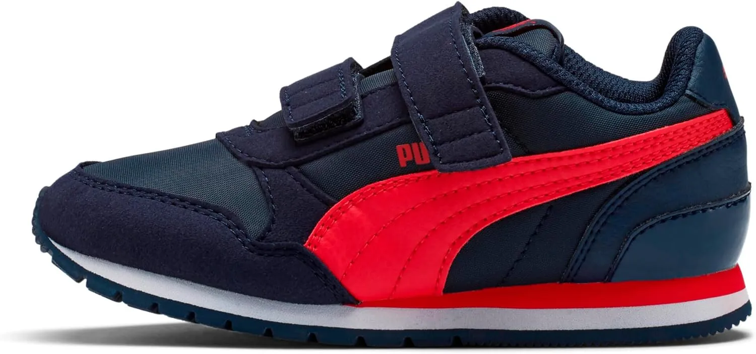 PUMA ST Runner Hook and Loop Sneaker, Peacoat-Ribbon Red, 13.5 US Unisex Little Kid