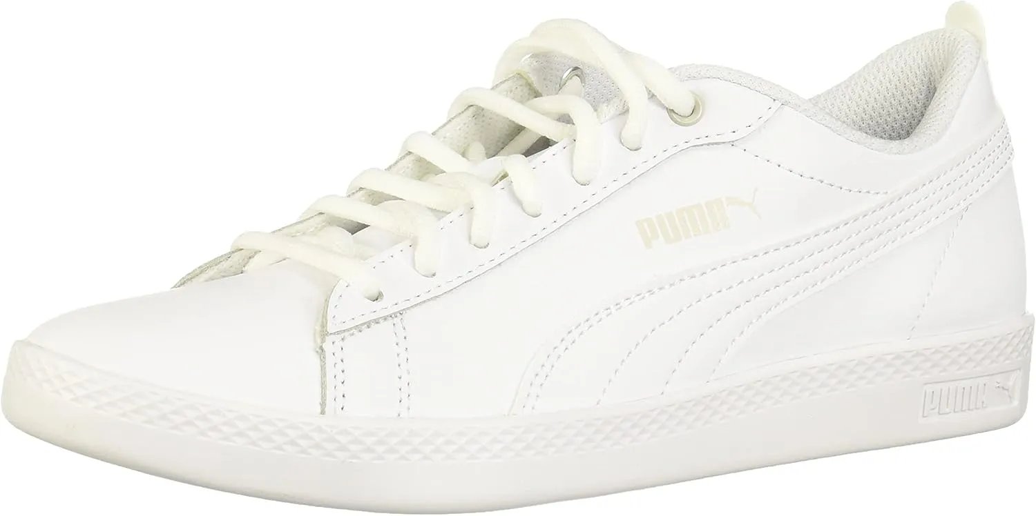 PUMA Women's SMASH V2 Sneaker, Puma White-Puma White, 8.5